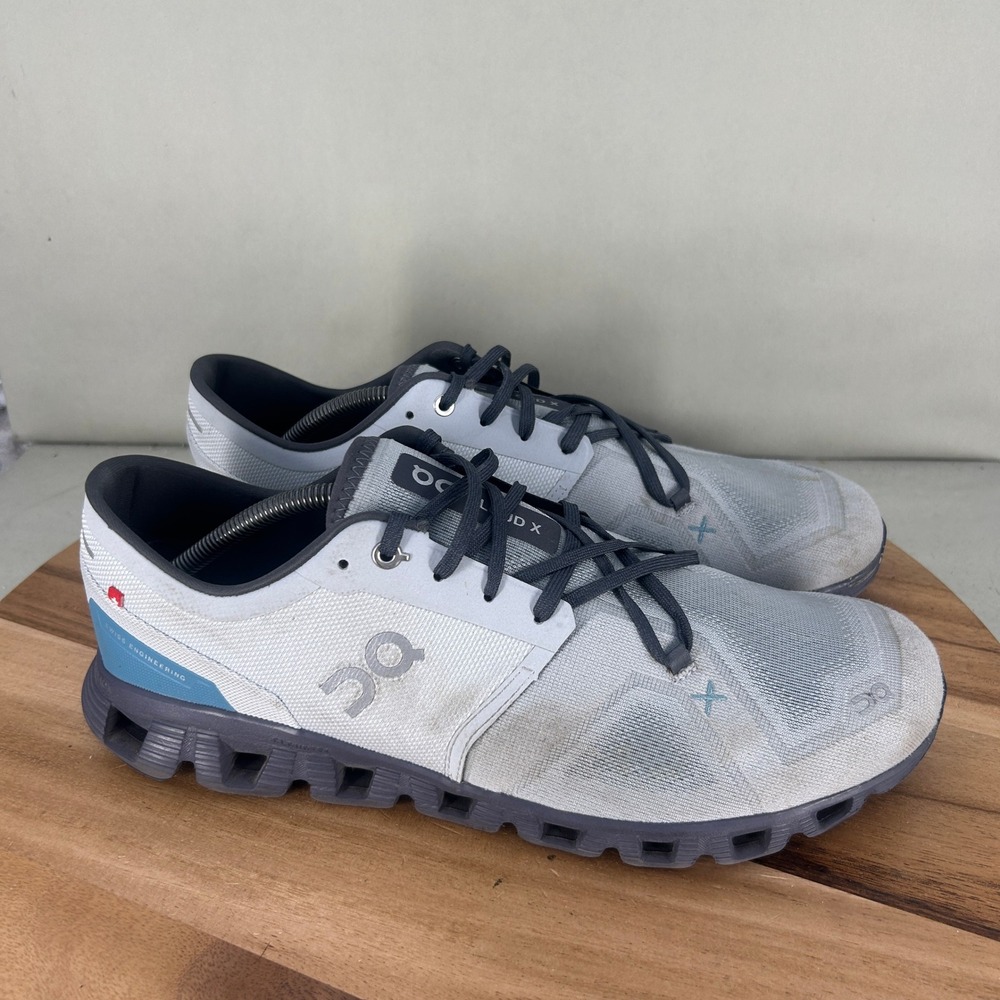 On Cloud X Mens Running Shoes Gray Blue Low Top Sneakers 60.98102 Size 12